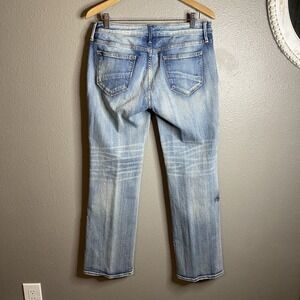 Driftwood Jeans Womens 32 Blue Kelly Bootcut Embroidered Flowers Stretch Denim